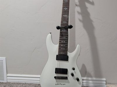 Schecter Demon-7 Guitar White – Upgraded Hipshot Locking Tuners