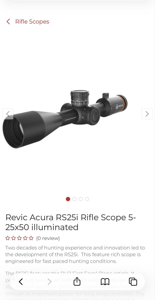 Revic Acura RS25i Rifle Scope 5-25x50 Illuminated with Hinged Picatinny Rings