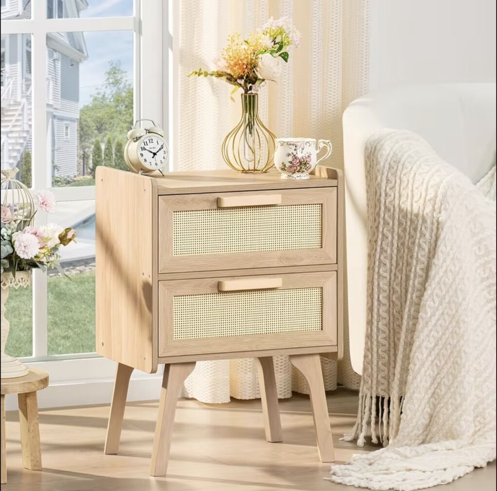 Boho Rattan Nightstands - 1 Or Set Of 2