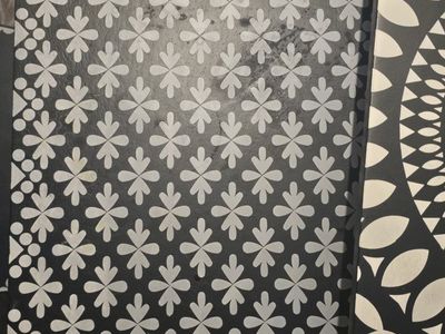 Decorative Small Black & White Patterned tables Hand made - Set of 3.