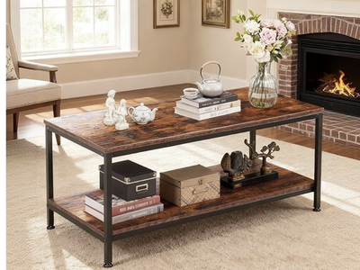 2-Tier Coffee Table Rectangle Rustic Brown (Brand New, still in box)