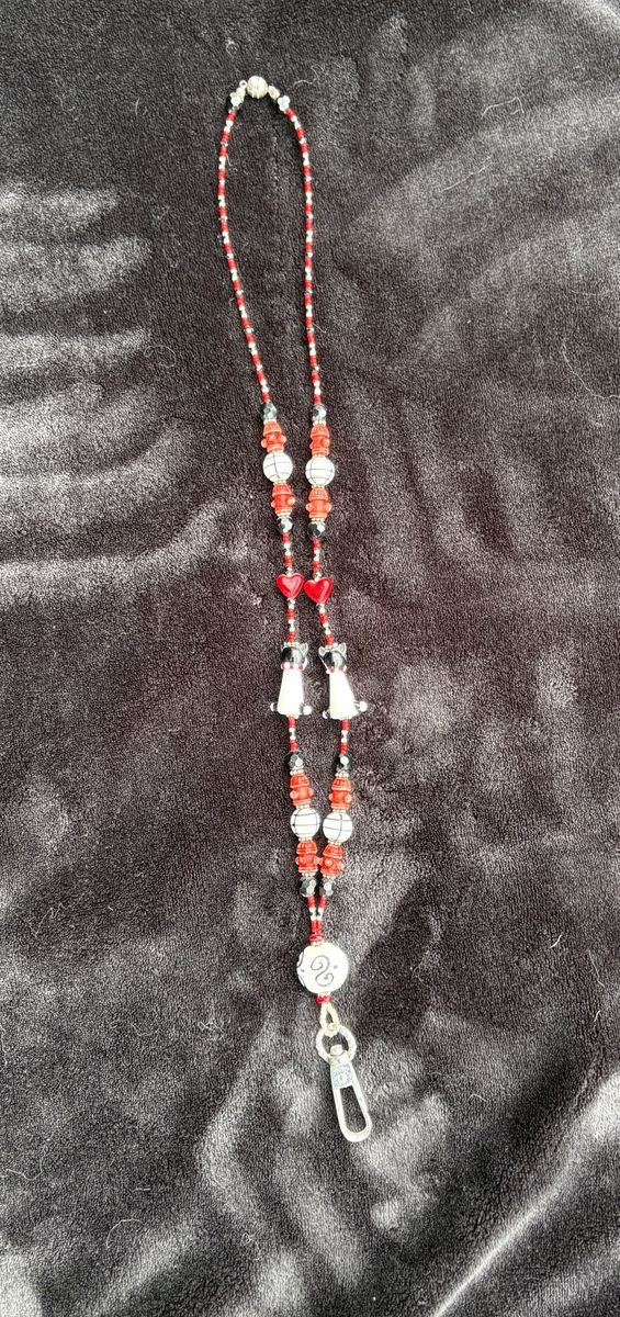 Handmade Red Dog Lanyard with Accents