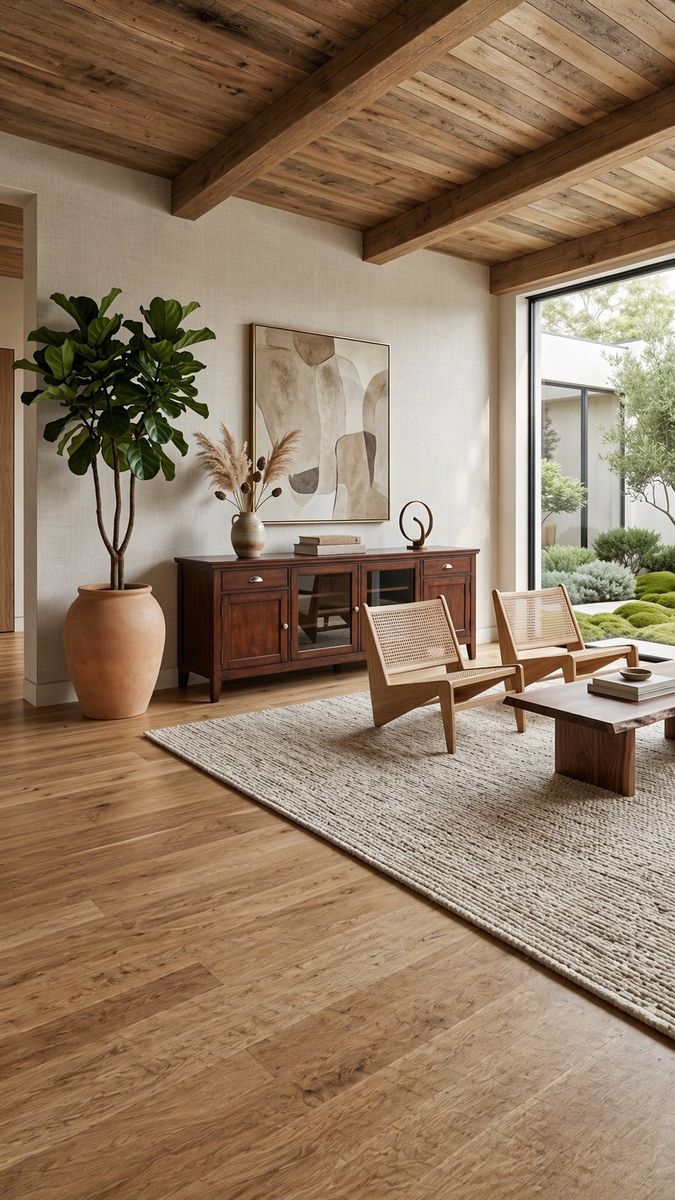 4-Door Wood Media Console TV Stand Credenza w/Glass Doors in Warm Walnut Colored Finish