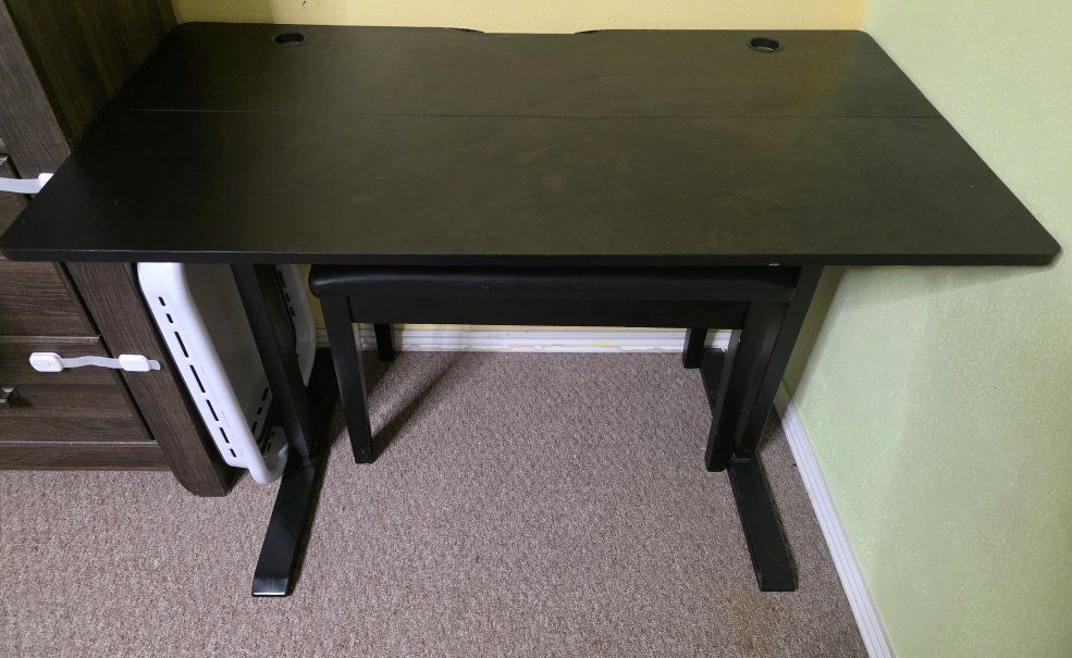 Black Gaming Desk with Cord Management Ports