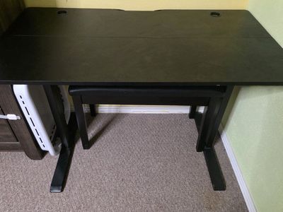 Black Gaming Desk with Cord Management Ports