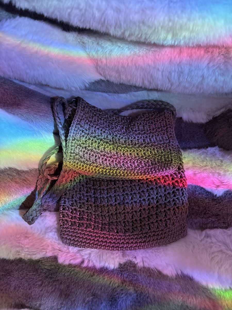 Handmade Crochet Crossbody Bag with Zipper