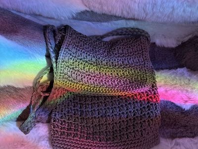 Handmade Crochet Crossbody Bag with Zipper