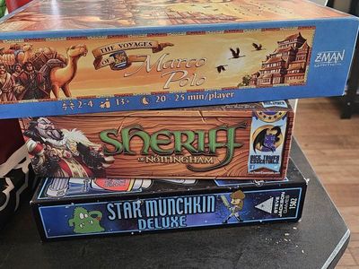 Board Games Bundle: The Voyages of Marco Polo, Sheriff of Nottingham, Star Munchkin Deluxe