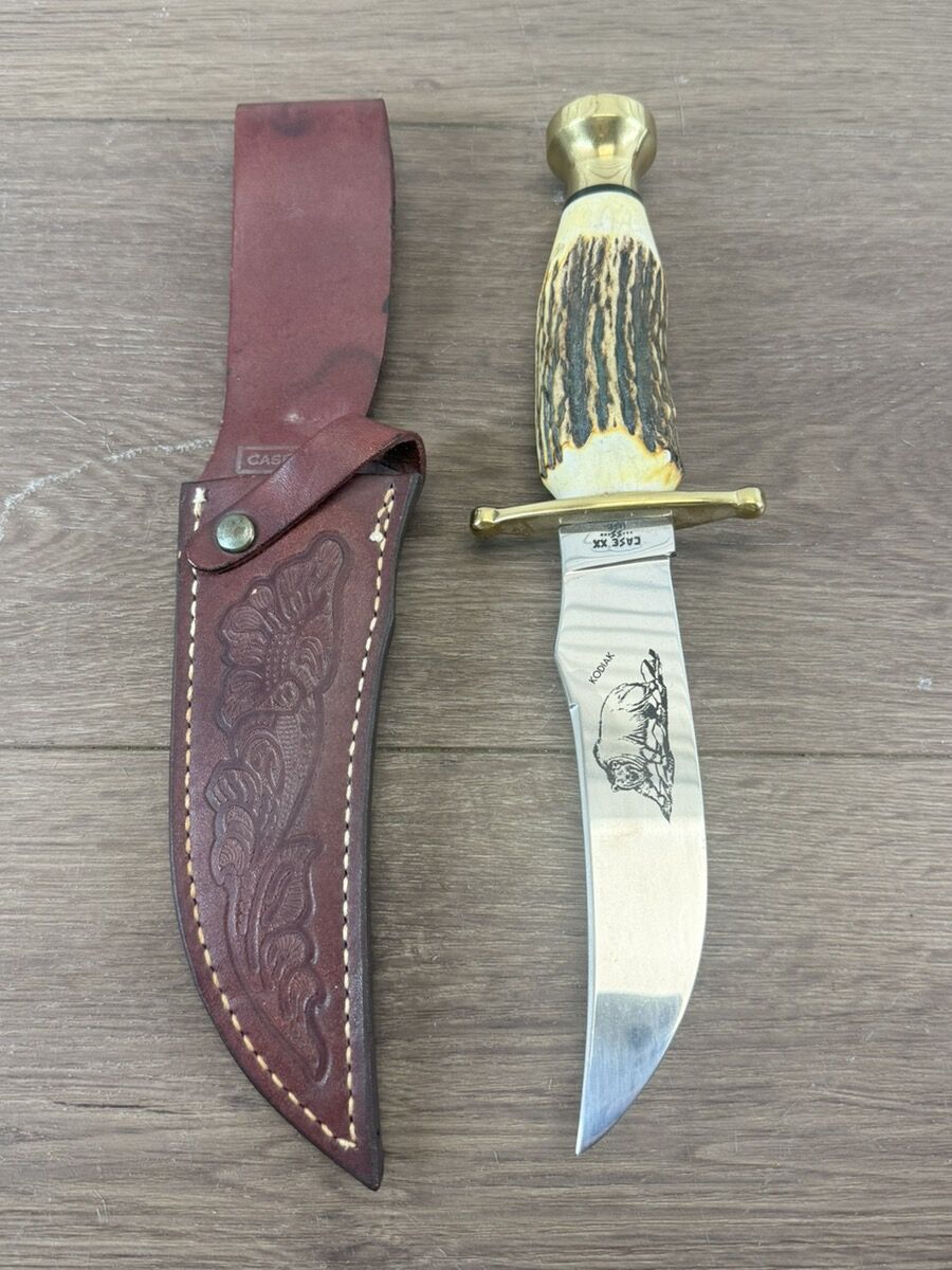 CASE XX KODIAK FIXED BLADE HUNTING KNIFE STAG HANDLE HANDMADE IN USA 6 DOT #WCP036167