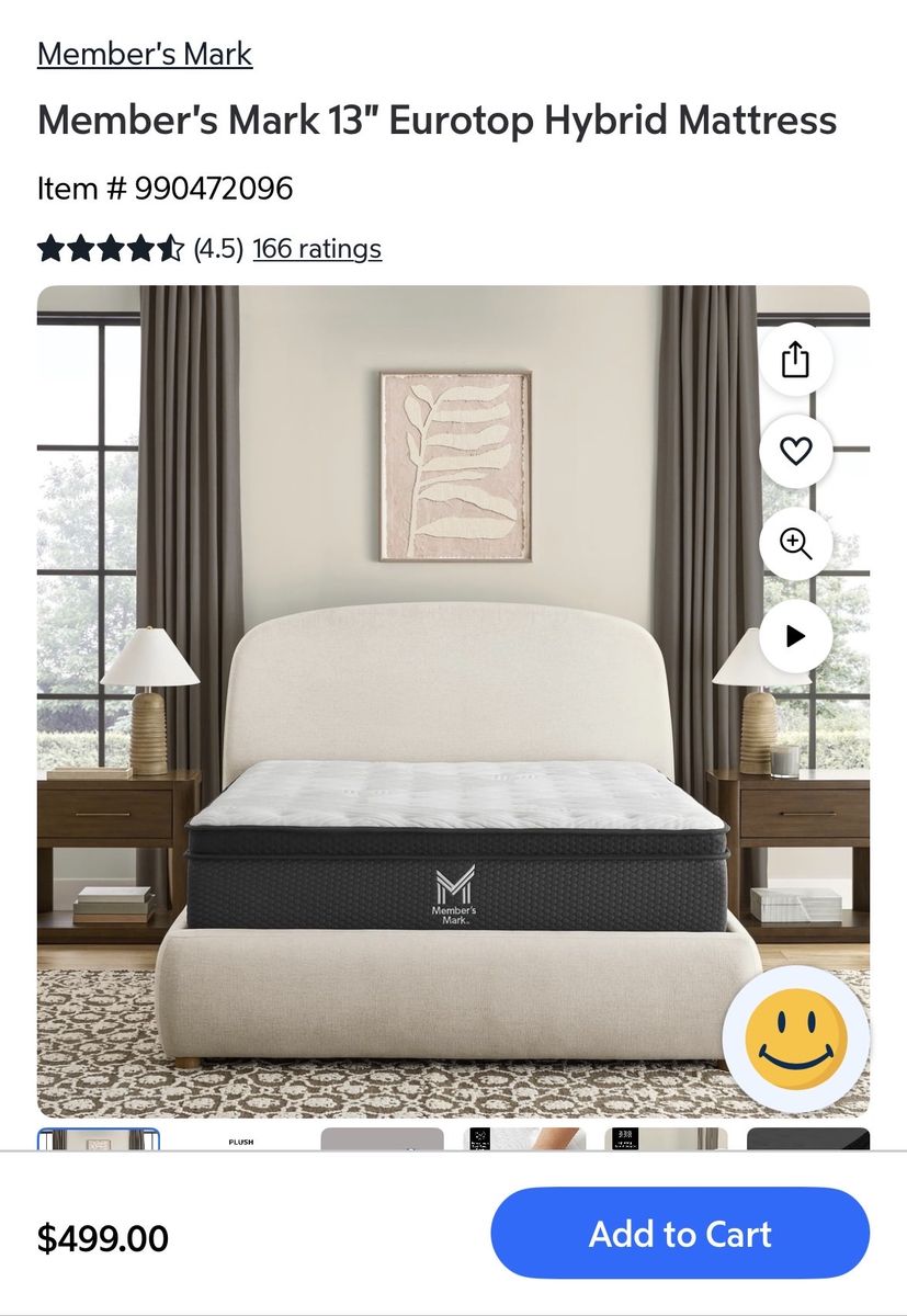 Full sized Member's Mark 13" Eurotop Hybrid Mattress