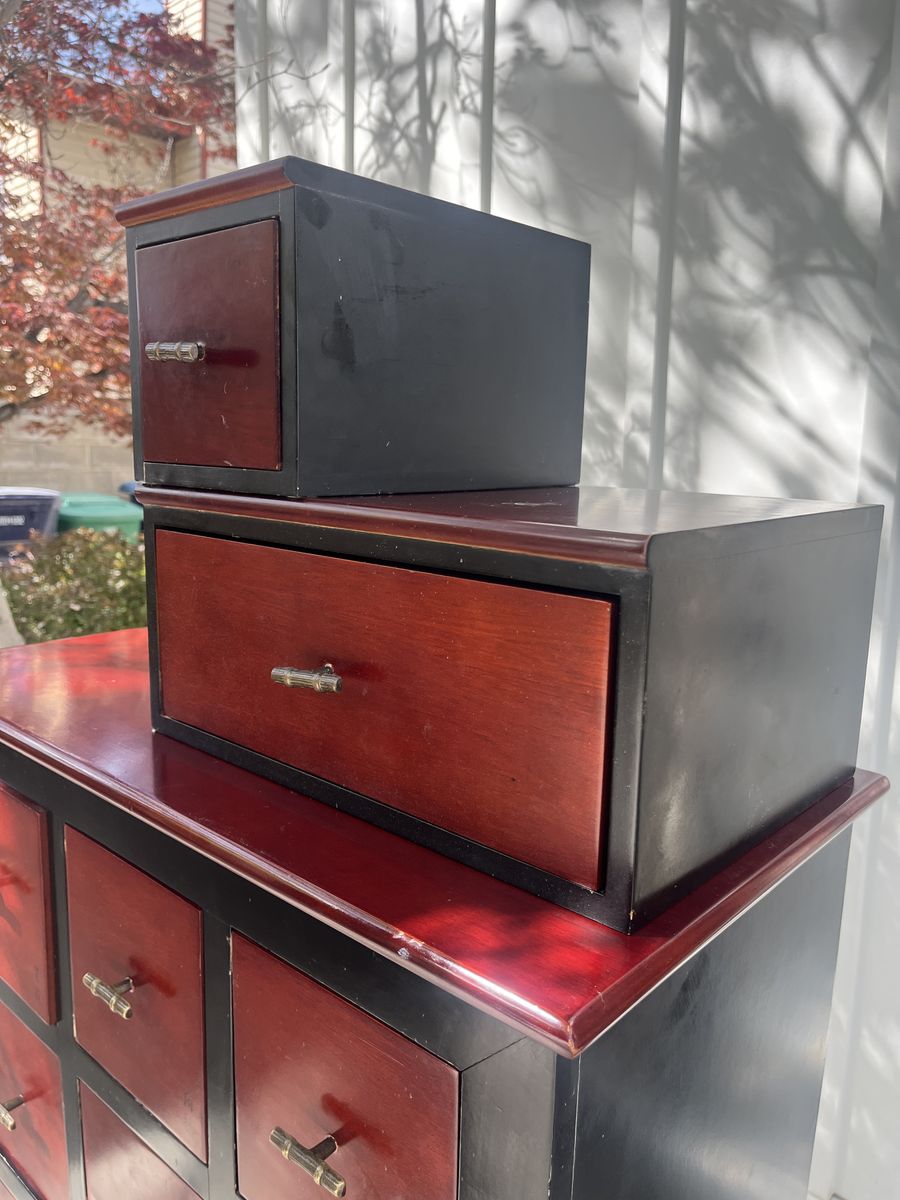 Asian-Inspired Solid Wood Cabinet with Drawers