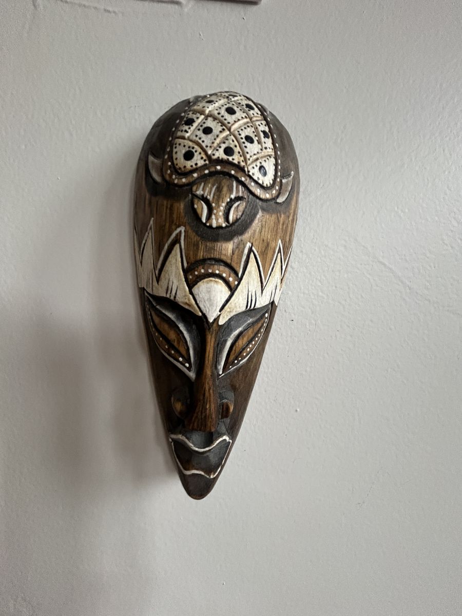 Hand-Carved African Style Wood Wall Mask – Tribal / Boho Décor