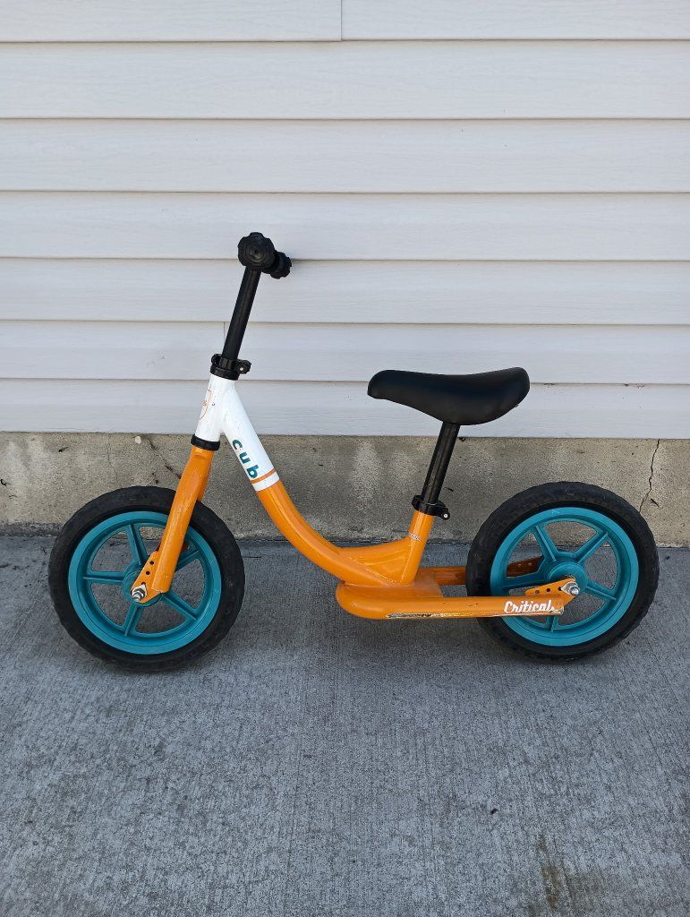 Critical Cycles Cub Balance Bike Orange/White/Teal Blue for Toddlers and Kids