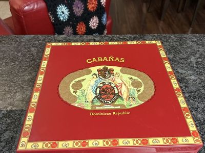 Vintage Cabañas Wooden Cigar Box Humidor - Red Dominican Republic Tobacco Box