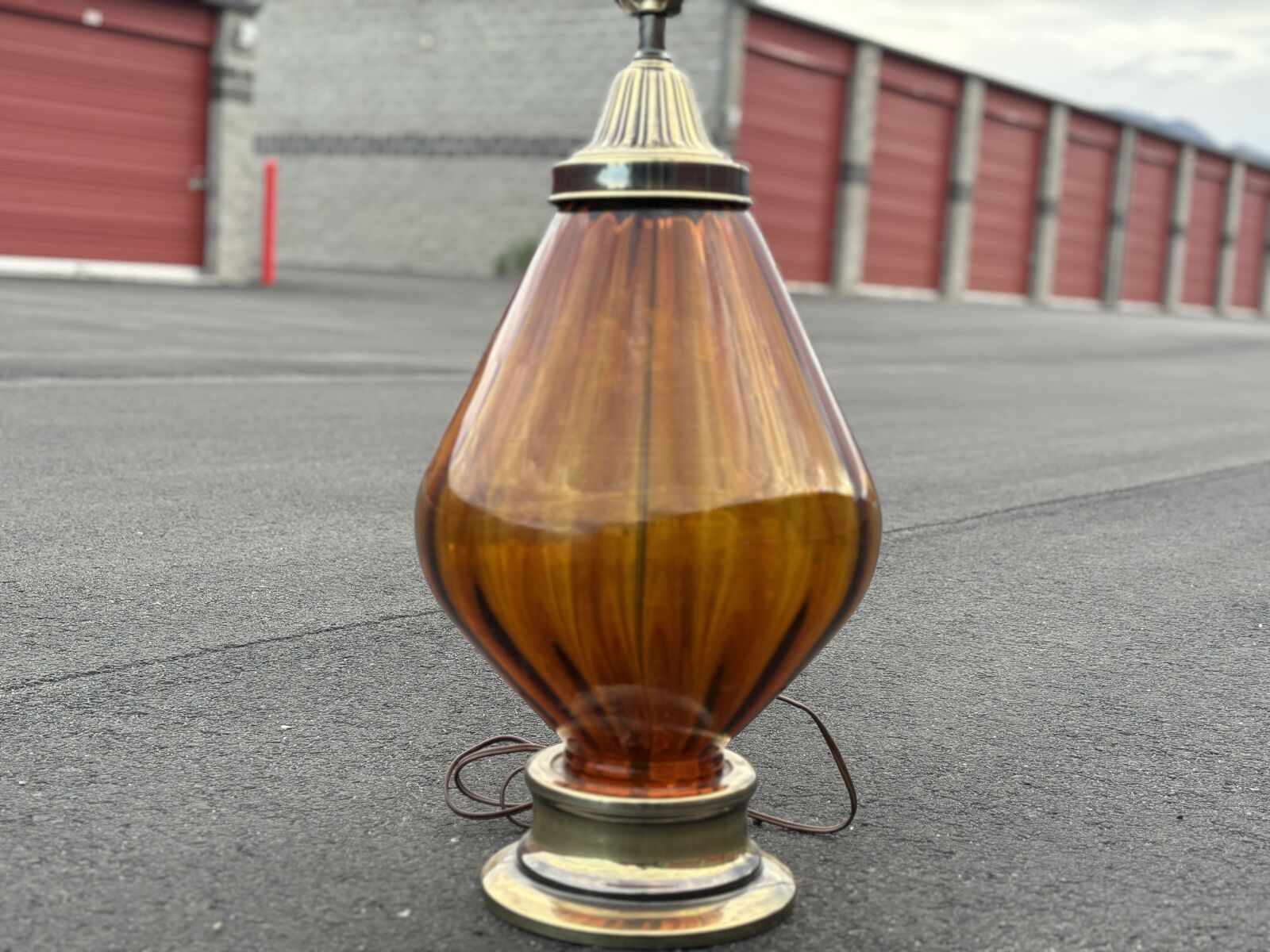 Beautiful Vintage mid century glass lamps. Amber, red. Retro Hollywood regency MCM EF EF