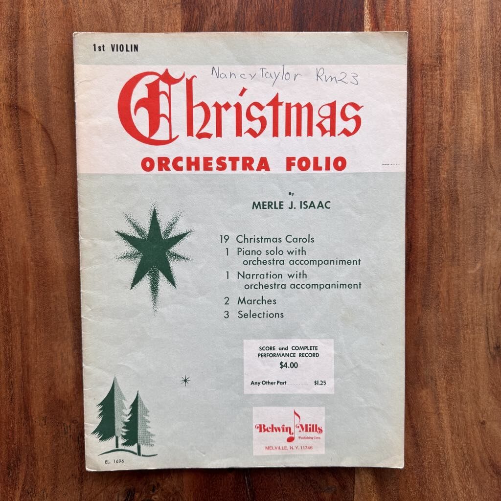 BELWIN MILLS Christmas Orchestra Folio - 1st Violin - Merle J. Isaac - 1960