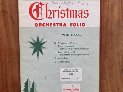 BELWIN MILLS Christmas Orchestra Folio - 1st Violin - Merle J. Isaac - 1960
