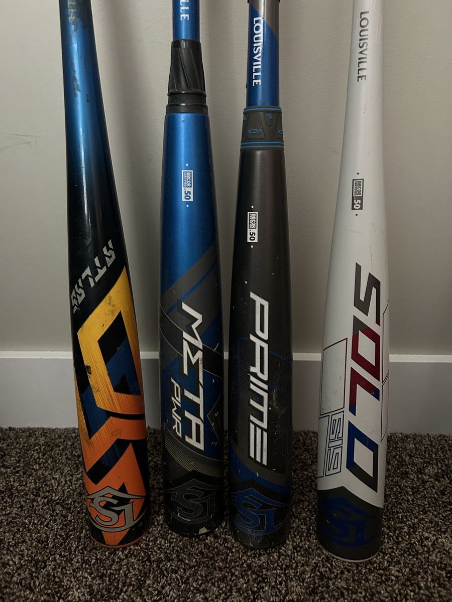 Lot of 9 Baseball Bats - Louisville Slugger BBCOR, Mizuno, Marucci Gamer, Rawlings Big Stick