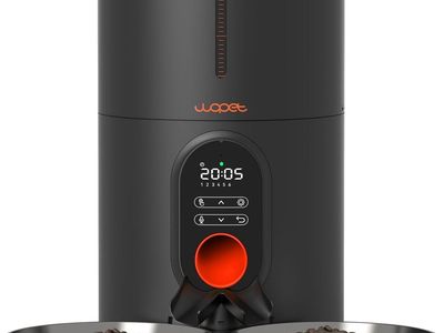 NEW WOPET Automatic Cat Feeders 2 Cats Stainless Steel Bowl, Programmable 1-6 Meals Control, Dual Power for Cats and Dogs