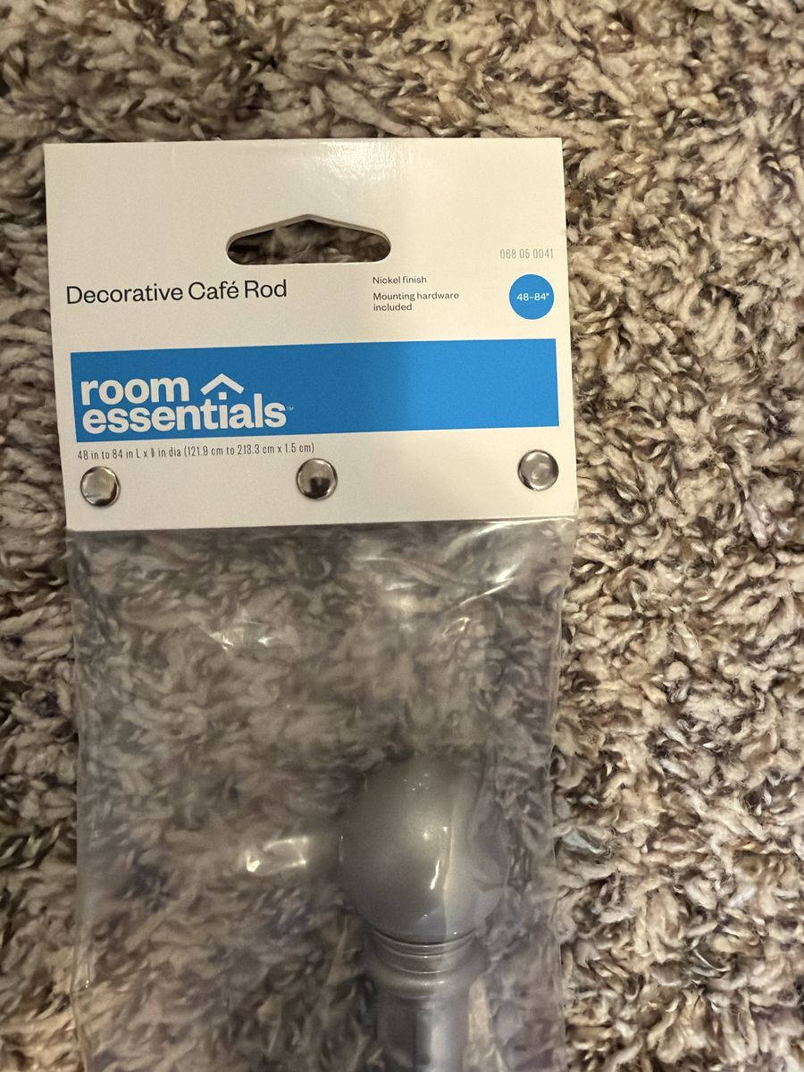 Room Essentials Decorative Cafe Rod - 48-84" Nickel Finish, Mounting Hardware Included