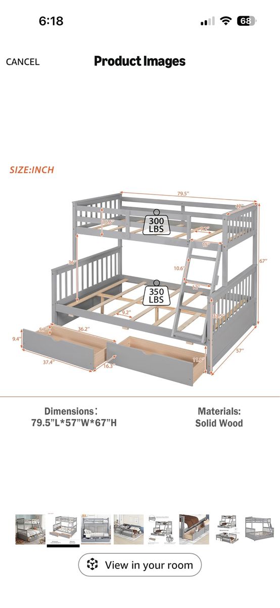 Twin over Full bunkbed