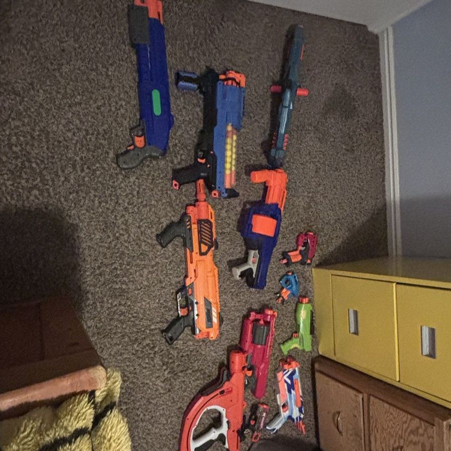 Lot of 12 Dart Guns: Nerf & X-Shot Blasters with Bucket of Darts & Attachments