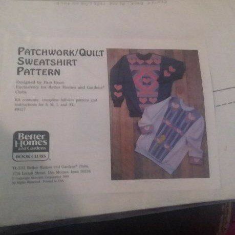 Better Homes & Gardens Patchwork/Quilt Sweatshirt Pattern S, M, L, XL - Designed by Pam Bono