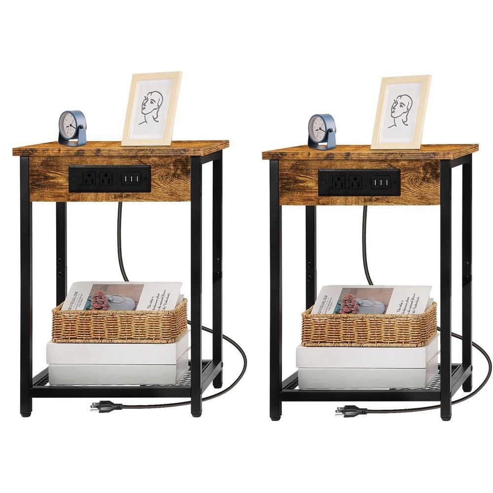 Brand New! End Tables with Charging Station – Set of 2
