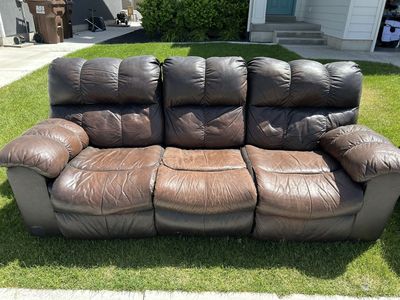 Free Leather couch with dual recliners