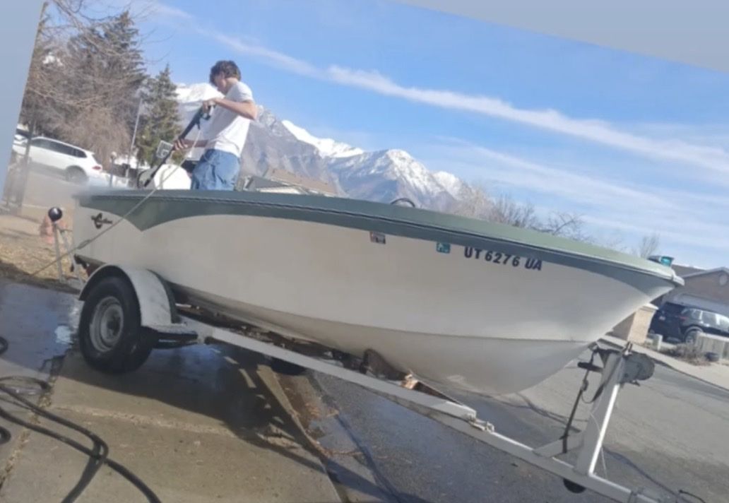 Vintage Crestliner Boat w/ Johnson Outboard & Trailer