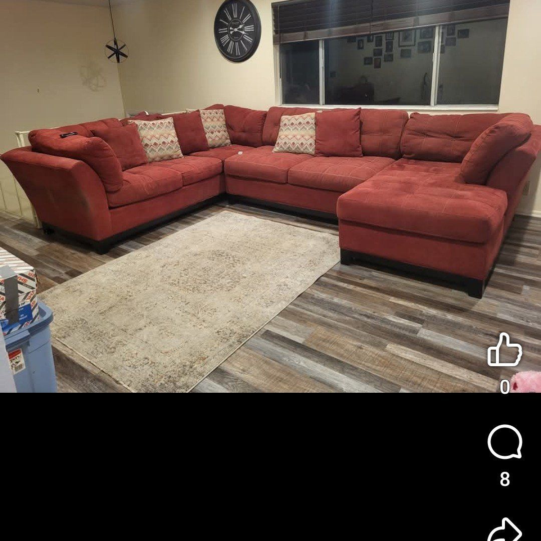 Burgundy sectional sofa set