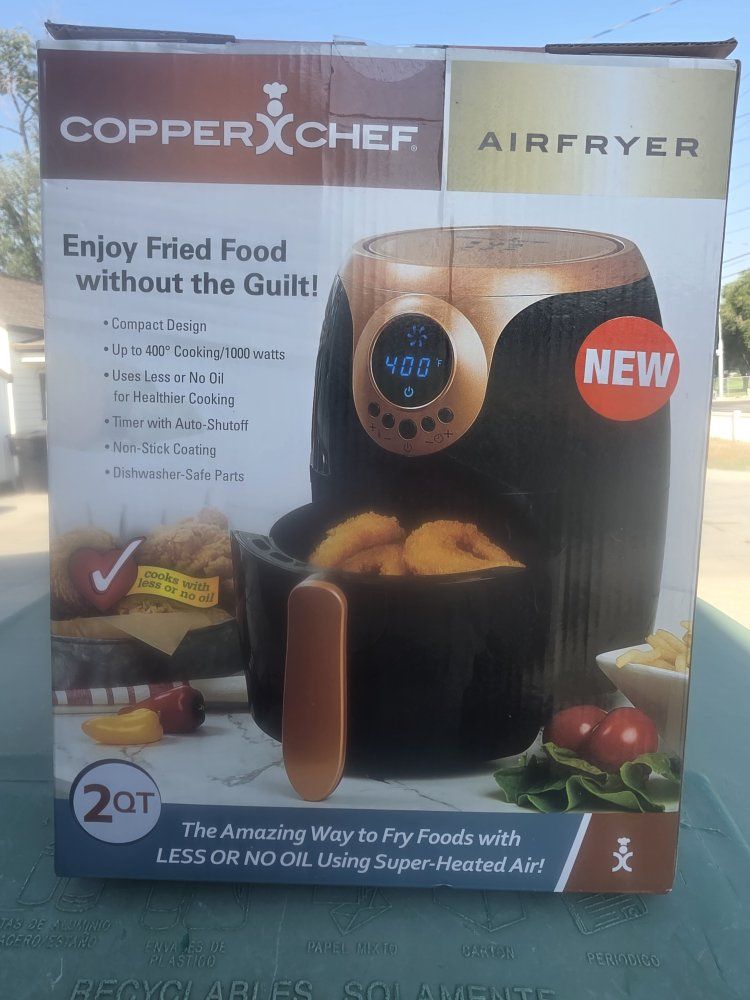 Copper Chef 2 QT Electric Air Fryer - Black and Copper