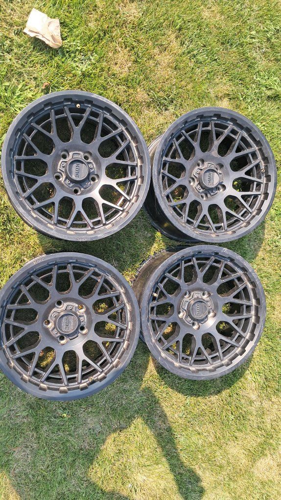Set of 4 Used KMC Black Aftermarket Wheels Rims
