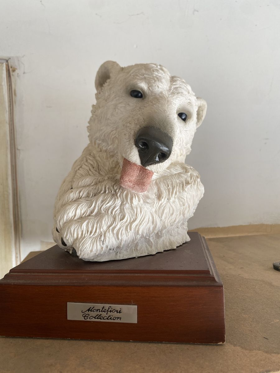Montefiori Collection Polar Bear Figurine on Wooden Base