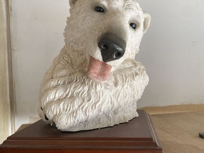 Montefiori Collection Polar Bear Figurine on Wooden Base
