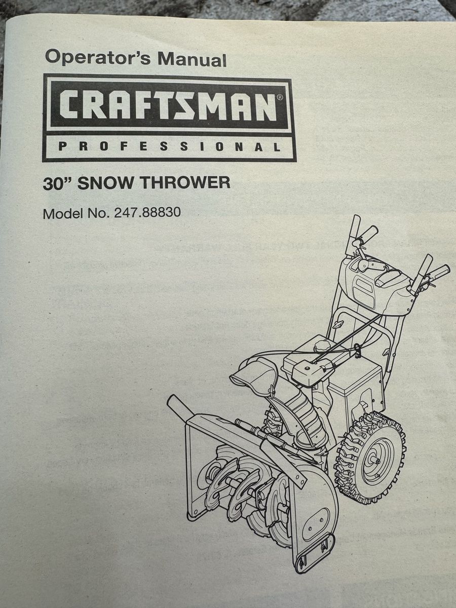 Craftsman Professional 30" Snow Thrower - Model 247.88830 - Used