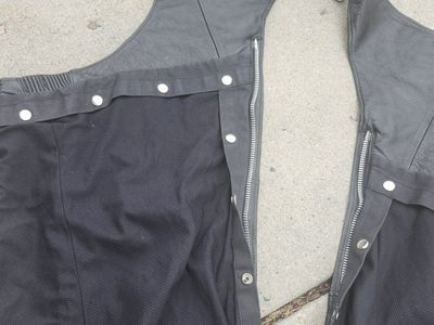 First Classic Leather Gear Black Leather Motorcycle Chaps - Size Large