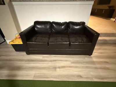 DarK Brown Synthetic Leather, 6 Foot Couch