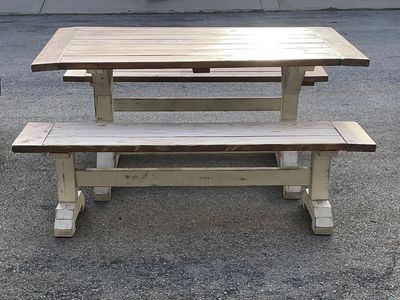 AWESOME FARM STYLE HEAVY DUTY TABLE W/ 2 BENCHES