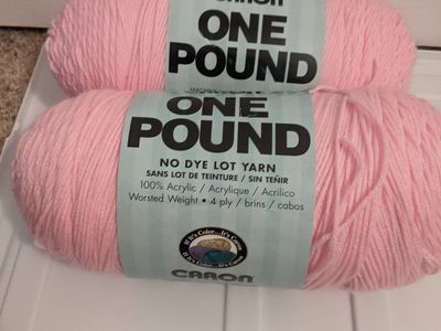 Two Caron One Pound Skeins of Yarn Pink New