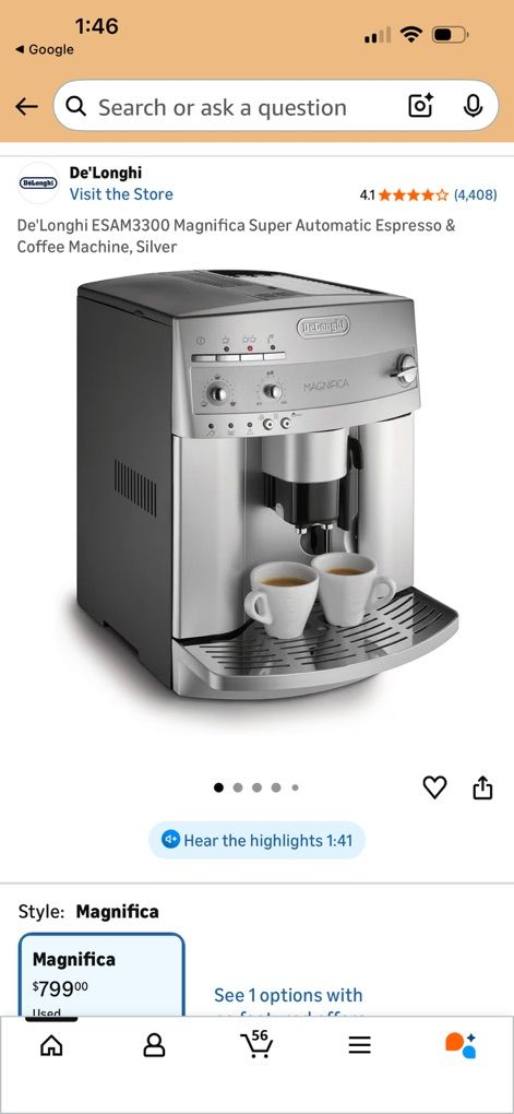 Delonghi Magnifica Espresso Latte Coffee Machine