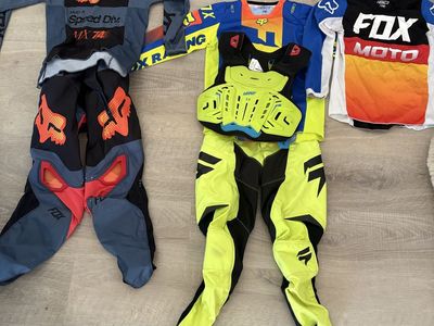 Fox Racing Youth Motocross Gear Bundle - Multiple Jerseys, Pants & Leatt Chest Protector
