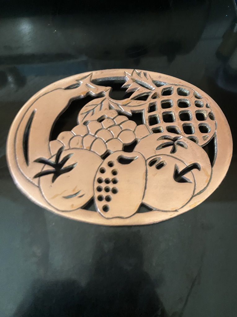 Vintage Copper plated Cast Iron Trivet