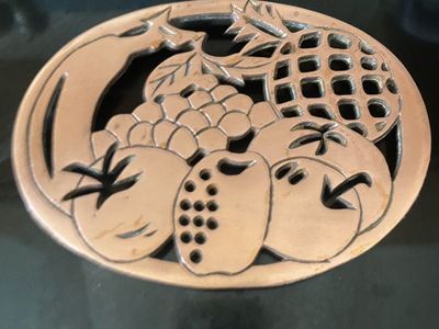Vintage Copper plated Cast Iron Trivet