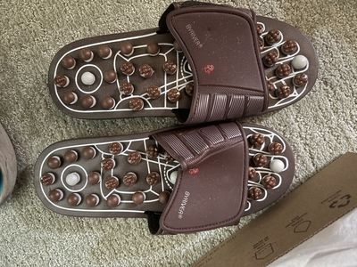 BYRIVER Acupressure Foot Massage Sandals Reflexology Slippers for Men & Women Brown