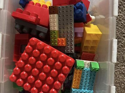 Large bin of Lego Duplo & Mega Bloks