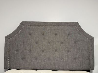 Tufted Fabric Headboard Queen Size with Nailhead Trim - Dark Gray/Charcoal - Excellent Condition