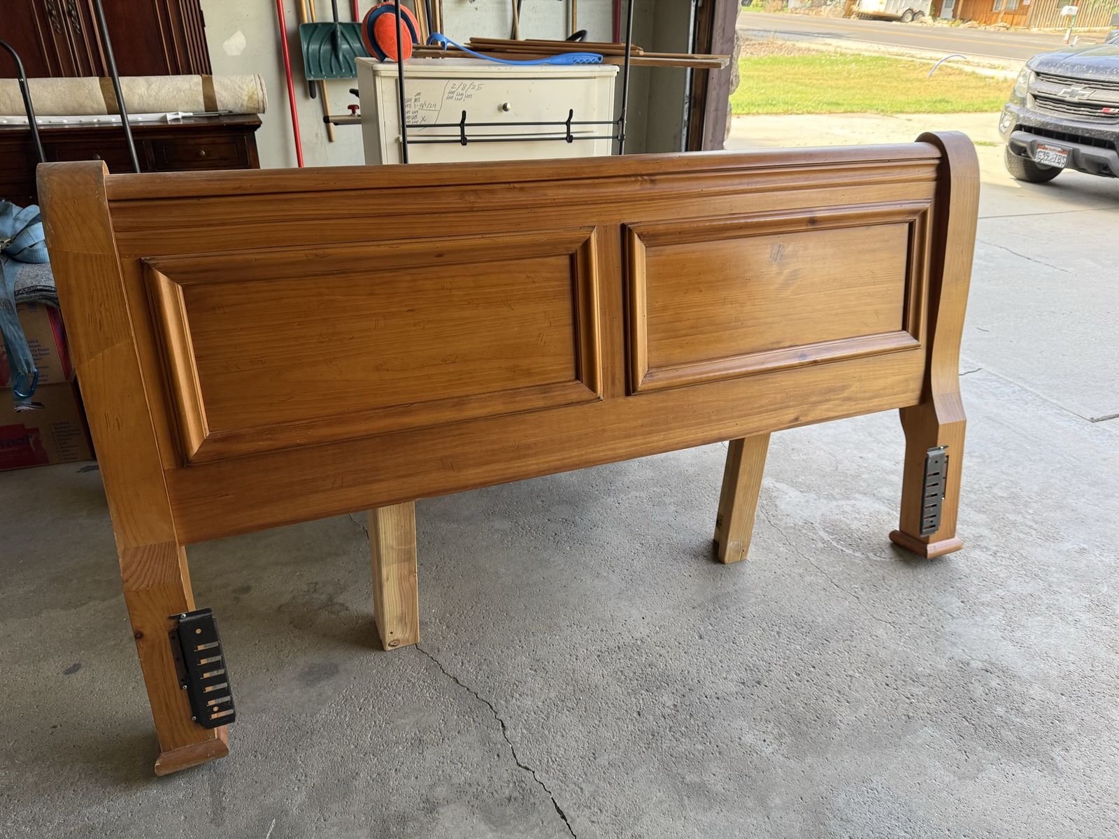 Solid Wood Sleigh Bed Headboard - King Size - Classic Design