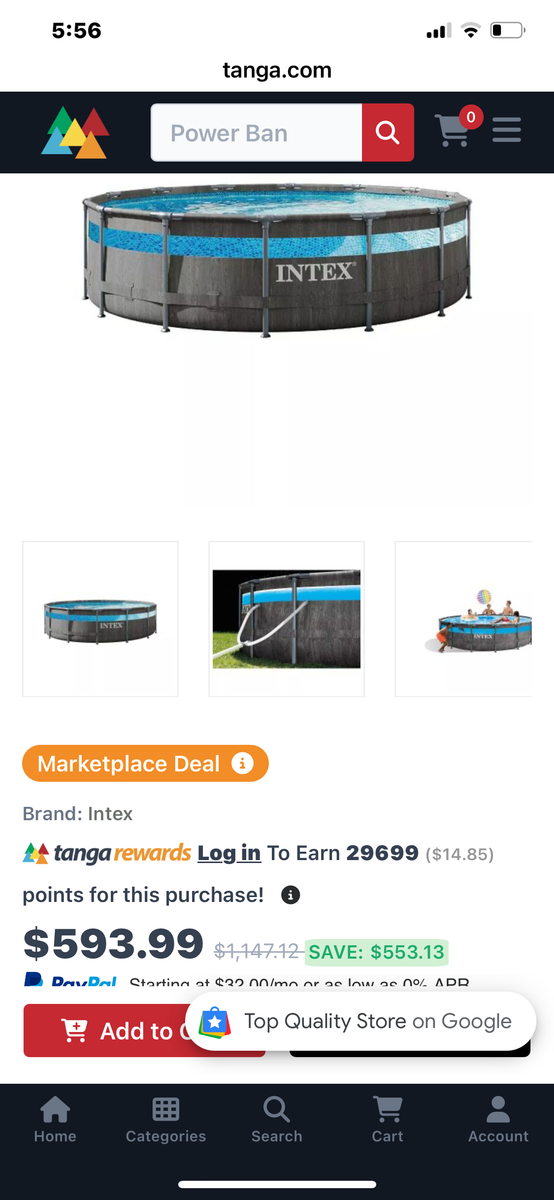 Intex swimming pool 14 ft by 42 inches