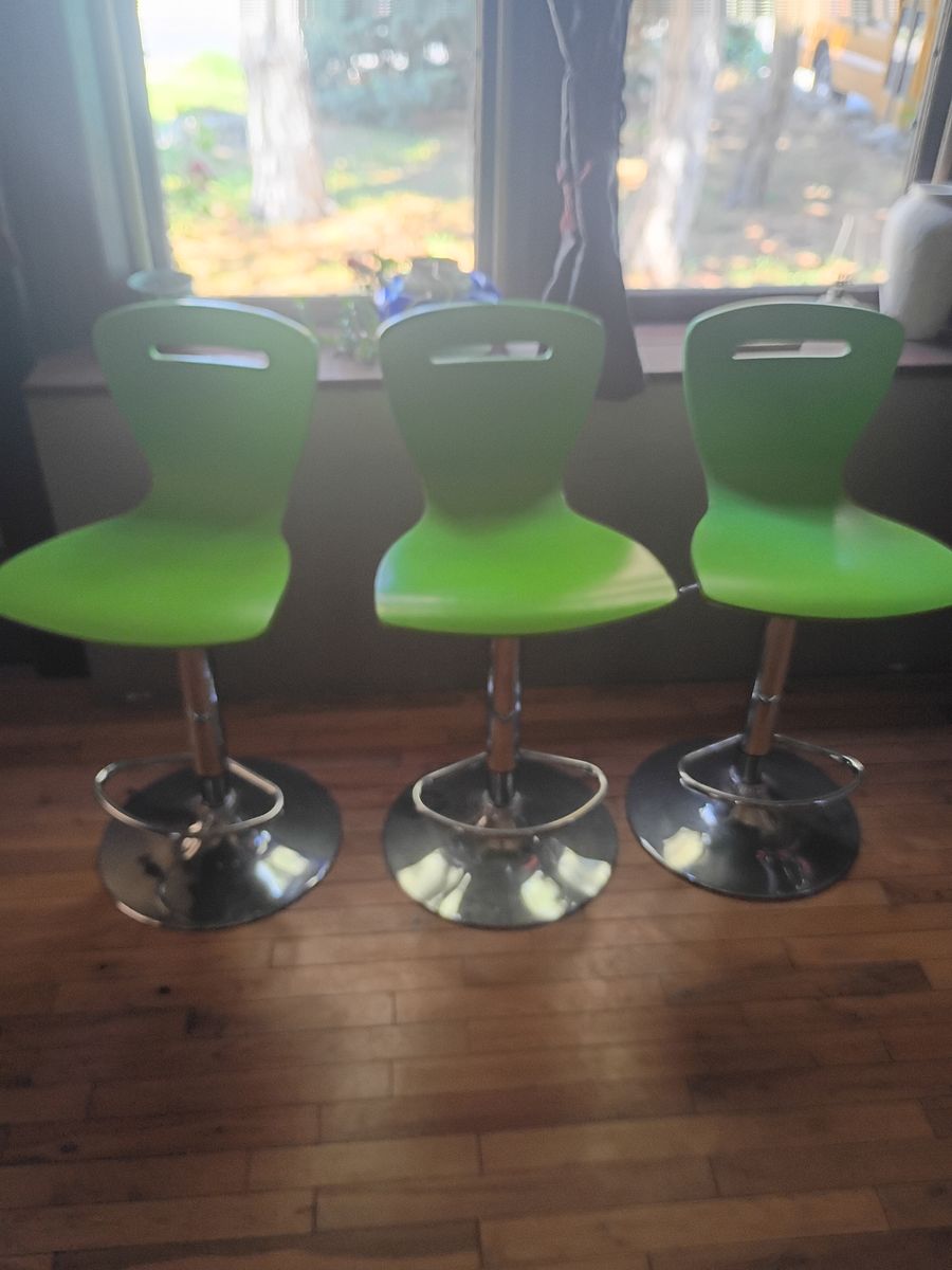 Stylish green lime bar or counter stools
